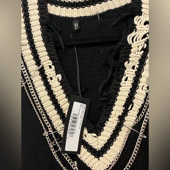 BNWT $1250 R13 Oversized Chain Embellished Vest Dress Large - Picture 9 of 12